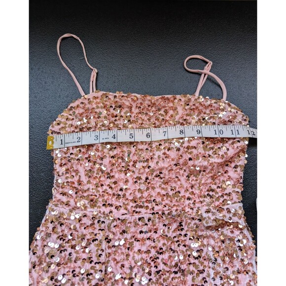 Selfie Leslie Atlanta Square Neckline Sequin Dress Blush Party Size XS - Picture 10 of 16